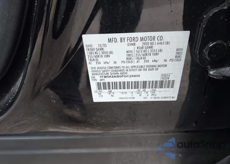 2023 Ford Police Interceptor z USA, uszkodzony, nr VIN 1FM5K8AB0PGC20430